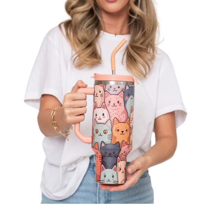 Cat Lover Custom Stanley Quencher 40Oz Stainless Steel Tumbler - Image 5