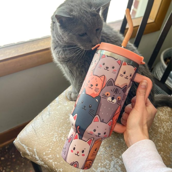 Cat Lover Custom Stanley Quencher 40Oz Stainless Steel Tumbler - Image 3