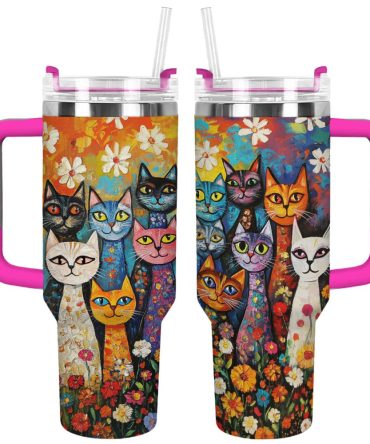 Cat Parade Custom Stanley Quencher 40Oz Stainless Steel Tumbler With Handle