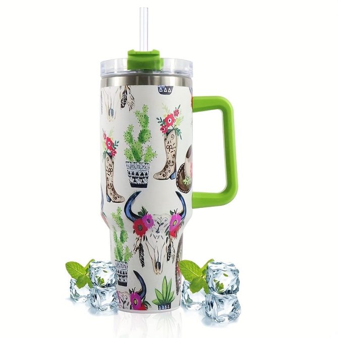 Catus Custom Stanley Quencher 40Oz Stainless Steel Tumbler With Handle