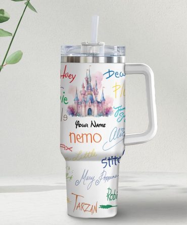 Character Signature Disney Cartoon Custom Stanley Quencher 40Oz Stainless Steel Tumbler With Handle