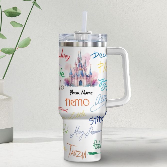 Character Signature Disney Cartoon Custom Stanley Quencher 40Oz Stainless Steel Tumbler With Handle