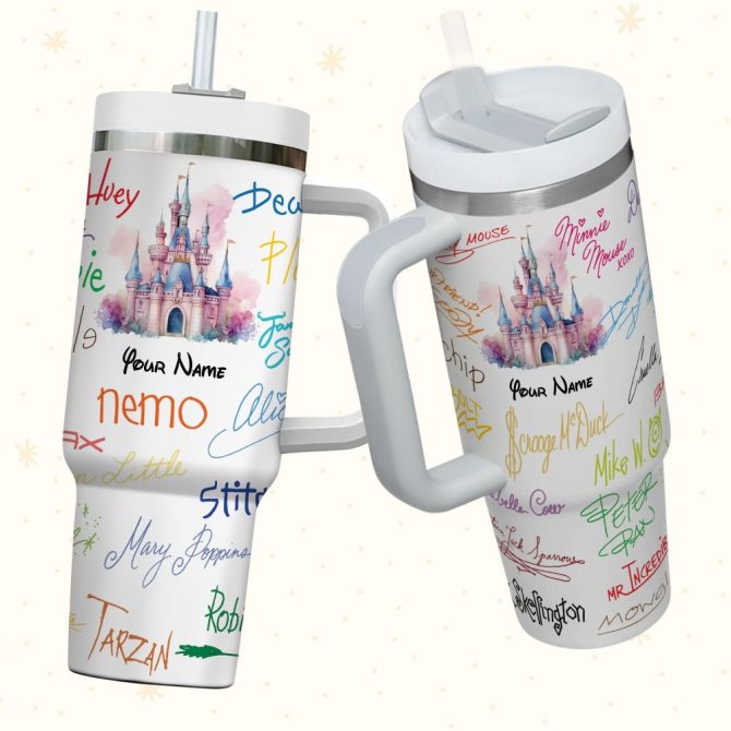 Character Signature Disney Cartoon Custom Stanley Quencher 40Oz Stainless Steel Tumbler With Handle - Image 3