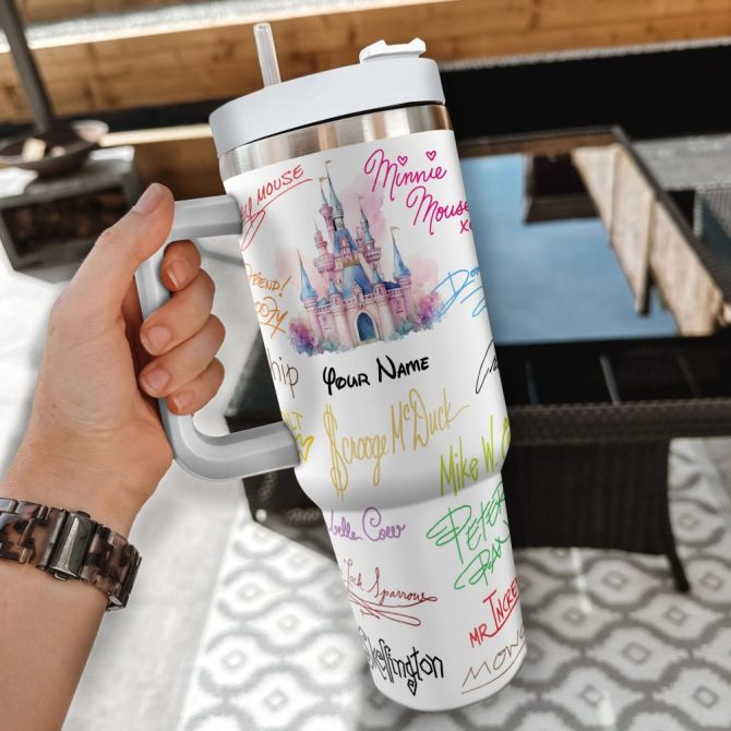 Character Signature Disney Cartoon Custom Stanley Quencher 40Oz Stainless Steel Tumbler With Handle - Image 2