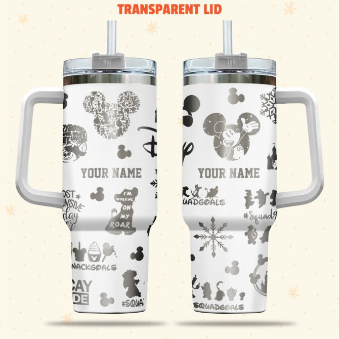 Character Squad Disney Cartoon Custom Stanley Quencher 40Oz Stainless Steel Tumbler With Handle