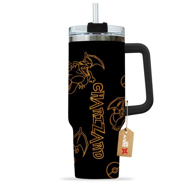 Chariard Pokemon Anime Custom Stanley Quencher 40Oz Stainless Steel Tumbler - Image 3