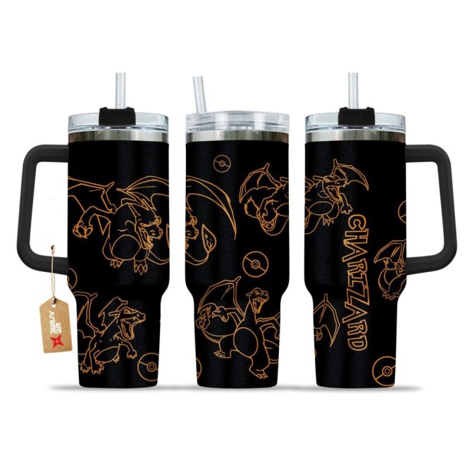 Chariard Pokemon Anime Custom Stanley Quencher 40Oz Stainless Steel Tumbler