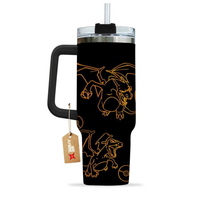 Chariard Pokemon Anime Custom Stanley Quencher 40Oz Stainless Steel Tumbler - Image 4