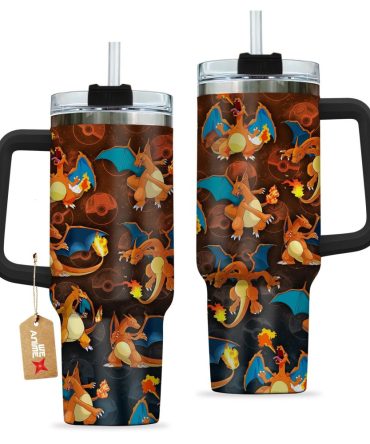 Charizard Pokemon Anime Custom Stanley Quencher 40Oz Stainless Steel Tumbler
