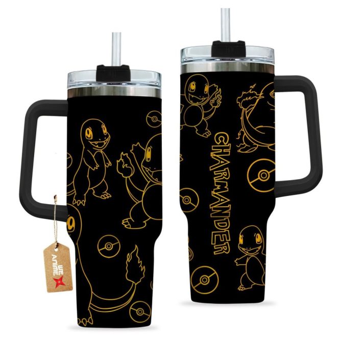 Charmander Pokemon Anime Custom Stanley Quencher 40Oz Stainless Steel Tumbler - Image 2
