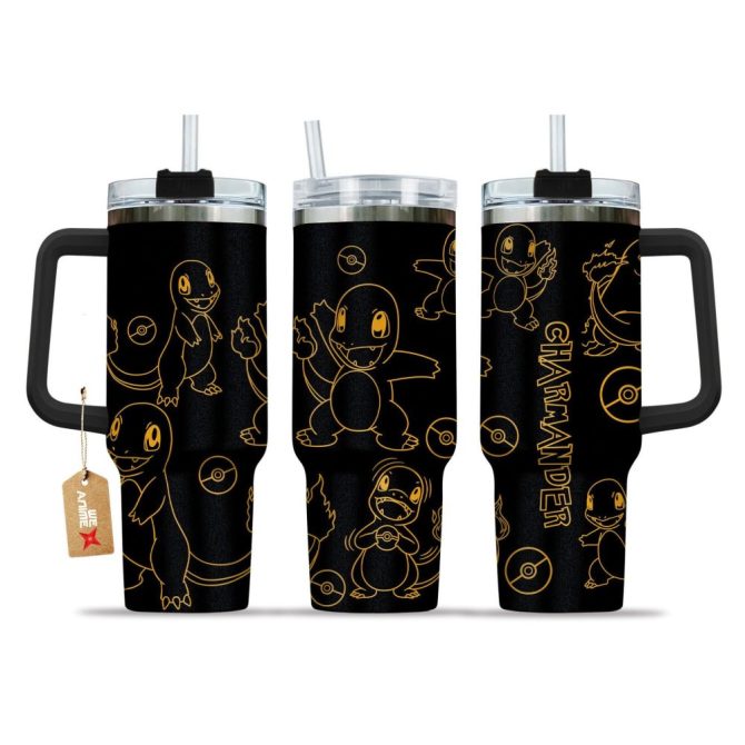 Charmander Pokemon Anime Custom Stanley Quencher 40Oz Stainless Steel Tumbler