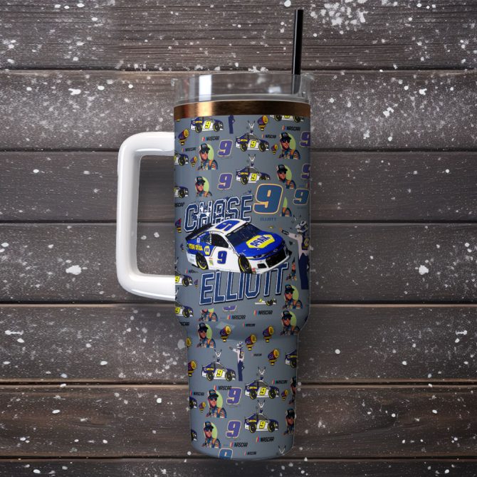 Chase Elliott Racing Sports Custom Stanley Quencher 40Oz Stainless Steel Tumbler With Handle - Image 2
