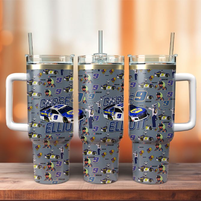 Chase Elliott Racing Sports Custom Stanley Quencher 40Oz Stainless Steel Tumbler With Handle