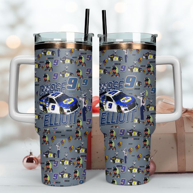 Chase Elliott Racing Sports Custom Stanley Quencher 40Oz Stainless Steel Tumbler With Handle - Image 4