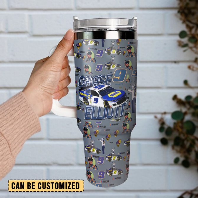 Chase Elliott Racing Sports Custom Stanley Quencher 40Oz Stainless Steel Tumbler With Handle - Image 3