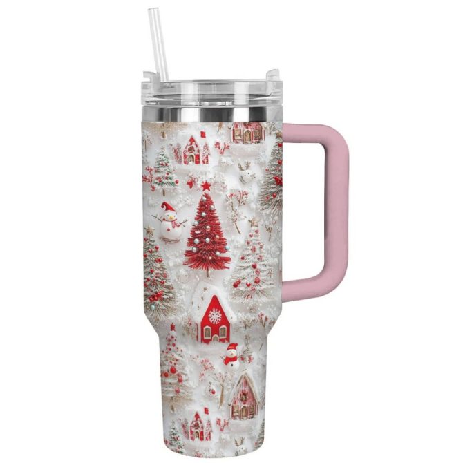 Cheerful Christmas Custom Stanley Quencher 40Oz Stainless Steel Tumbler With Handle - Image 2