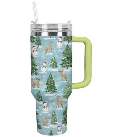 Cheerful Christmas Wonderland Custom Stanley Quencher 40Oz Stainless Steel Tumbler With Handle