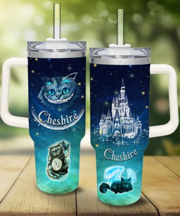 Cheshire Cat Alice In Wonderland Cartoon Custom Stanley Quencher 40Oz Stainless Steel Tumbler With Handle