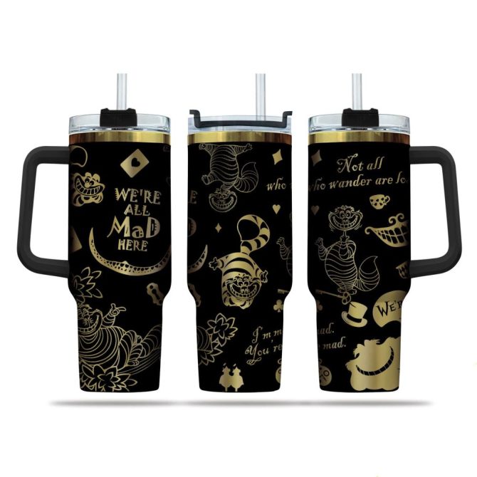 Cheshire Cat Cartoon Custom Stanley Quencher 40Oz Stainless Steel Tumbler - Image 4