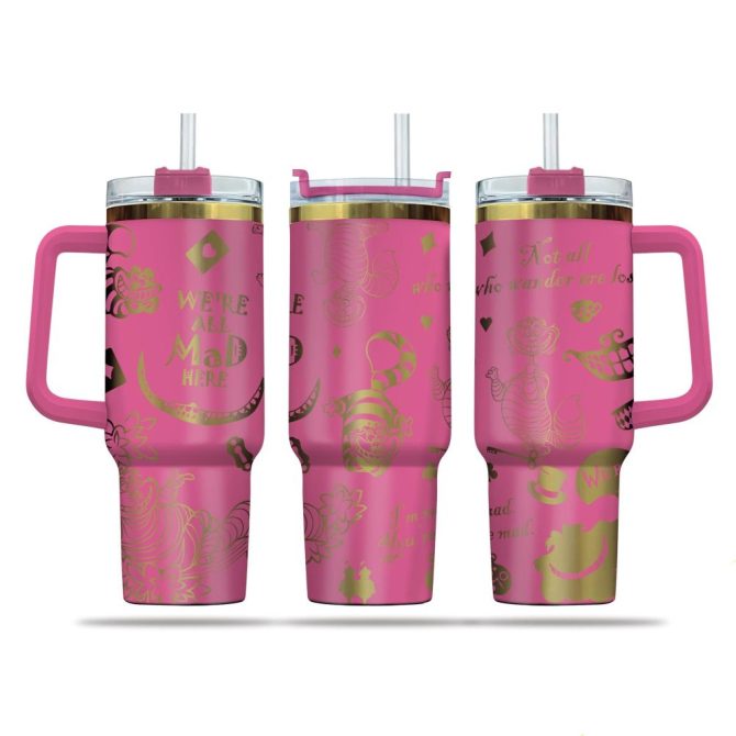 Cheshire Cat Cartoon Custom Stanley Quencher 40Oz Stainless Steel Tumbler - Image 3