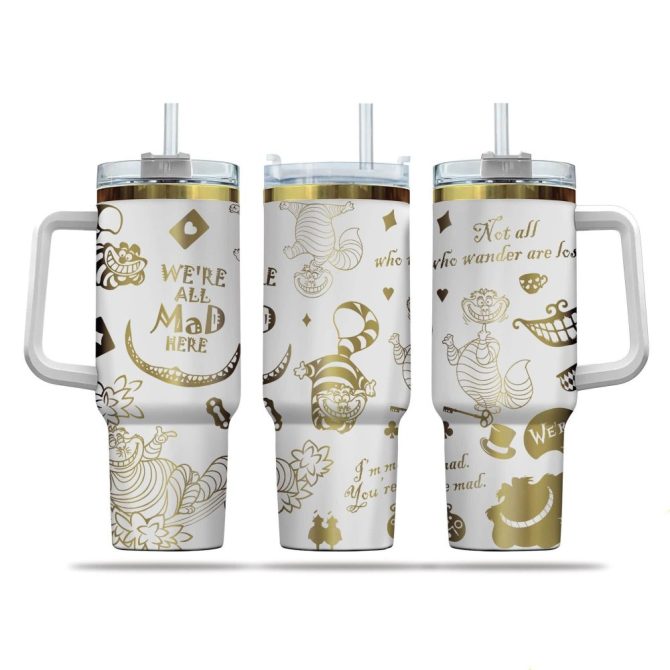 Cheshire Cat Cartoon Custom Stanley Quencher 40Oz Stainless Steel Tumbler