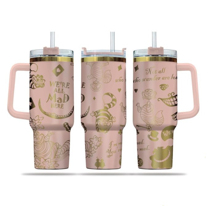 Cheshire Cat Cartoon Custom Stanley Quencher 40Oz Stainless Steel Tumbler - Image 2