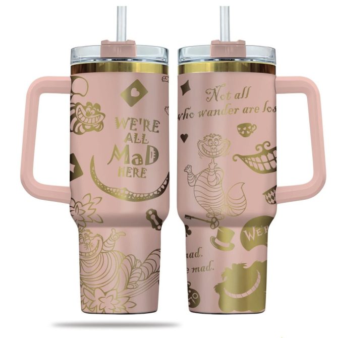 Cheshire Cat Cartoon Custom Stanley Quencher 40Oz Stainless Steel Tumbler - Image 7