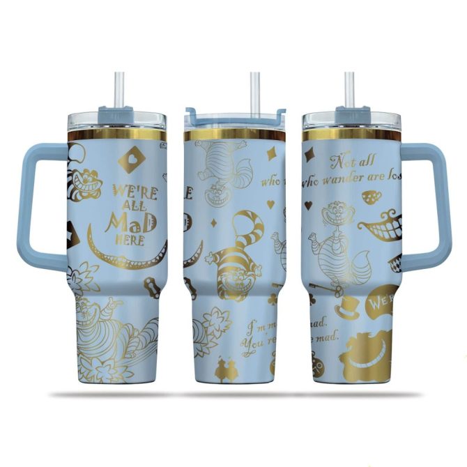 Cheshire Cat Cartoon Custom Stanley Quencher 40Oz Stainless Steel Tumbler - Image 6