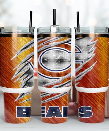 Chicago Bears Nfl Custom Stanley Quencher 40Oz Stainless Steel Tumbler With Handle