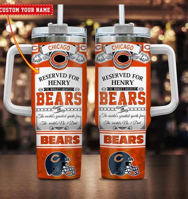 Chicago Bears Nfl Custom Stanley Quencher 40Oz Stainless Steel Tumbler With Handle