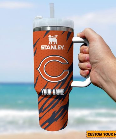 Chicago Bears Nfl Custom Stanley Quencher 40Oz Stainless Steel Tumbler With Handle