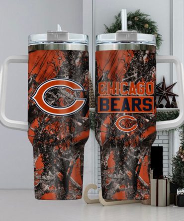 Chicago Bears Nfl Custom Stanley Quencher 40Oz Stainless Steel Tumbler With Handle