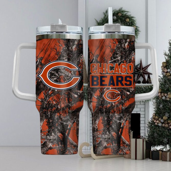 Chicago Bears Nfl Custom Stanley Quencher 40Oz Stainless Steel Tumbler With Handle