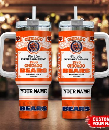 Chicago Bears Nfl Custom Stanley Quencher 40Oz Stainless Steel Tumbler With Handle