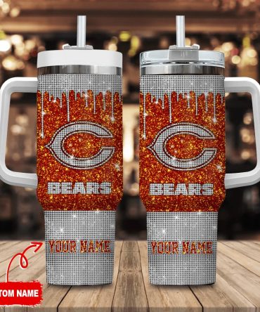 Chicago Bears Nfl Custom Stanley Quencher 40Oz Stainless Steel Tumbler With Handle