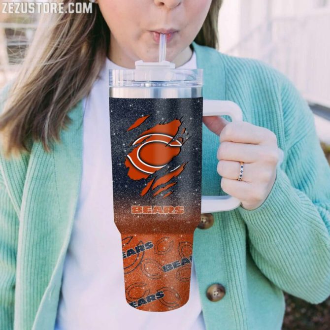 Chicago Bears Nfl Custom Stanley Quencher 40Oz Stainless Steel Tumbler With Handle - Image 2