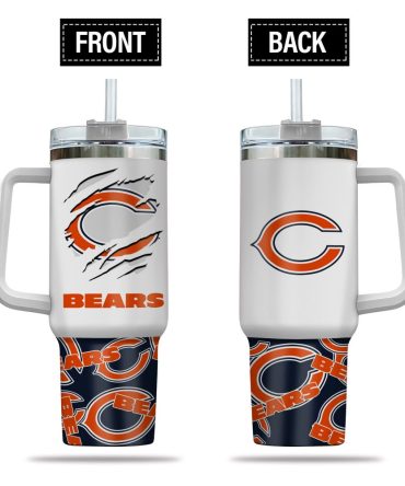 Chicago Bears Nfl Custom Stanley Quencher 40Oz Stainless Steel Tumbler With Handle