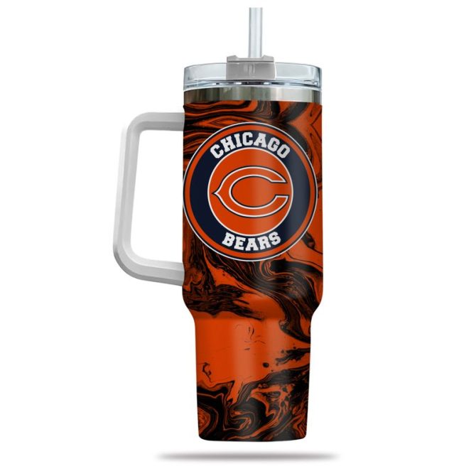 Chicago Bears Nfl Custom Stanley Quencher 40Oz Stainless Steel Tumbler With Handle - Image 3