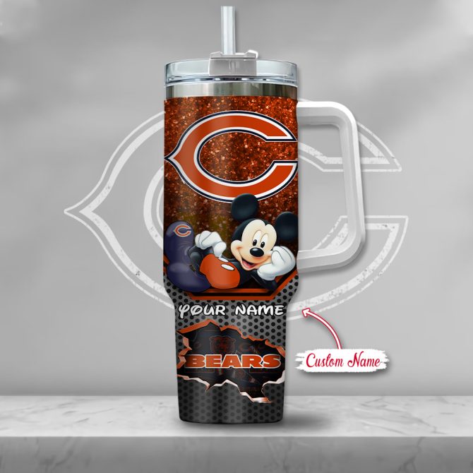 Chicago Bears Nfl Custom Stanley Quencher 40Oz Stainless Steel Tumbler With Handle - Image 2