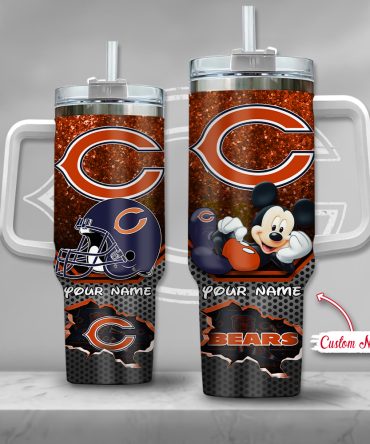 Chicago Bears Nfl Custom Stanley Quencher 40Oz Stainless Steel Tumbler With Handle