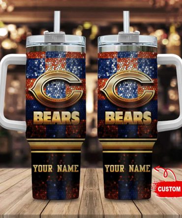 Chicago Bears Nfl Custom Stanley Quencher 40Oz Stainless Steel Tumbler With Handle