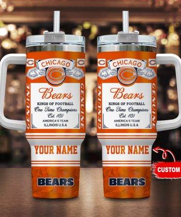 Chicago Bears Nfl Custom Stanley Quencher 40Oz Stainless Steel Tumbler With Handle