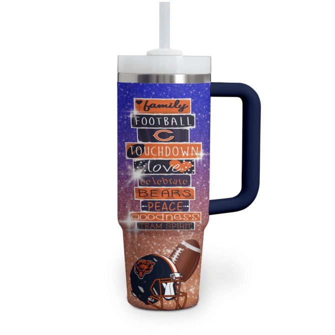 Chicago Bears Nfl Custom Stanley Quencher 40Oz Stainless Steel Tumbler With Handle - Image 3
