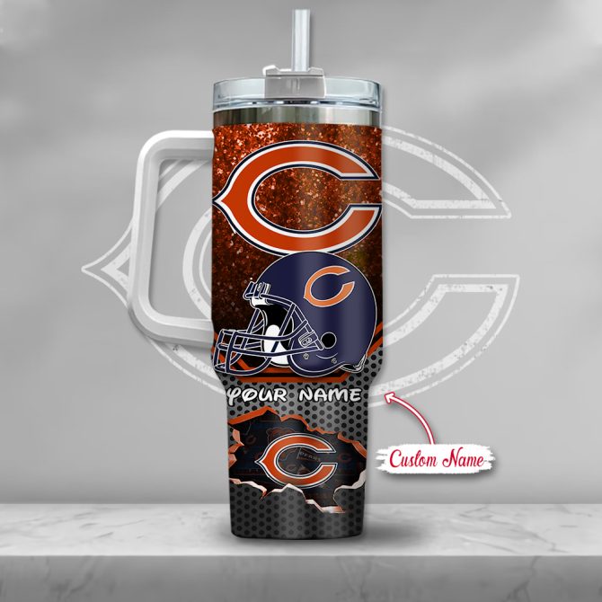 Chicago Bears Nfl Custom Stanley Quencher 40Oz Stainless Steel Tumbler With Handle - Image 3