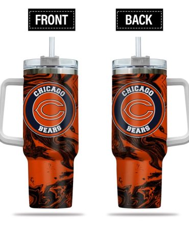 Chicago Bears Nfl Custom Stanley Quencher 40Oz Stainless Steel Tumbler With Handle