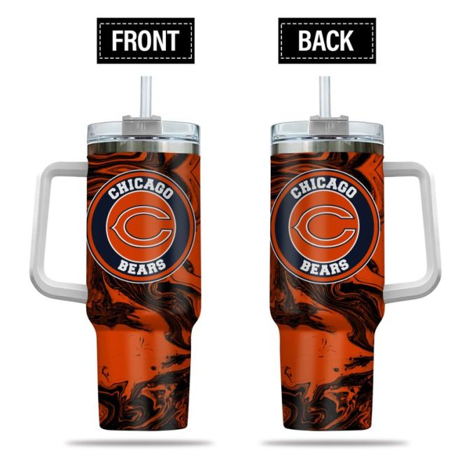 Chicago Bears Nfl Custom Stanley Quencher 40Oz Stainless Steel Tumbler With Handle