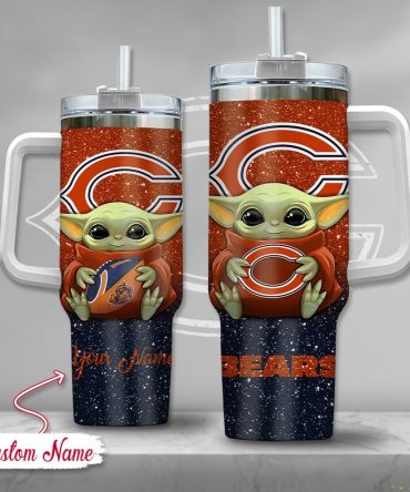 Chicago Bears Nfl Custom Stanley Quencher 40Oz Stainless Steel Tumbler With Handle