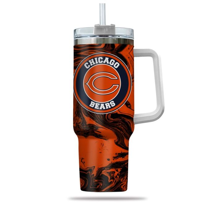 Chicago Bears Nfl Custom Stanley Quencher 40Oz Stainless Steel Tumbler With Handle - Image 2