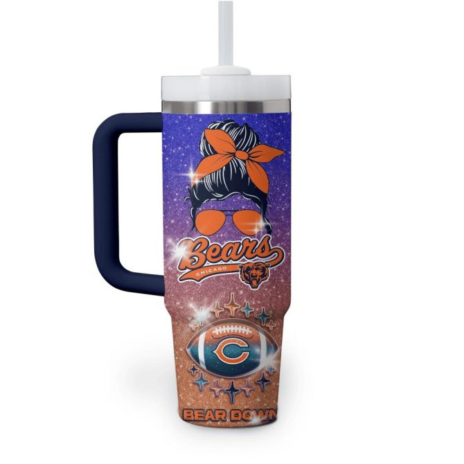 Chicago Bears Nfl Custom Stanley Quencher 40Oz Stainless Steel Tumbler With Handle - Image 4