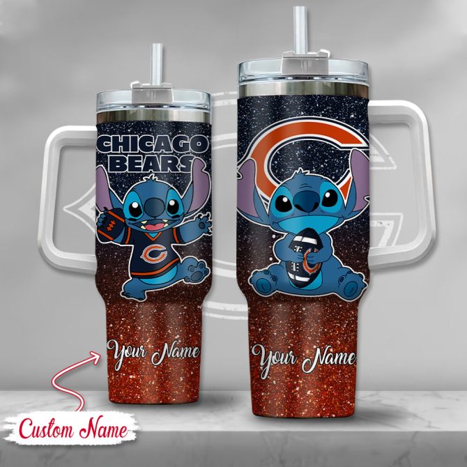 Chicago Bears Nfl Custom Stanley Quencher 40Oz Stainless Steel Tumbler With Handle